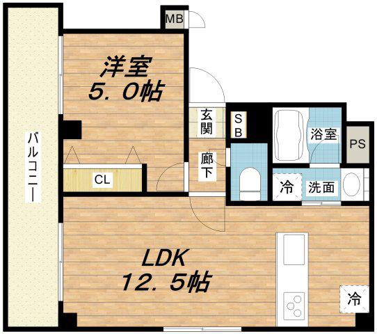 ゼクス鴫野東(1LDK/8階)の間取り写真