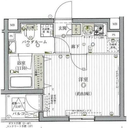 グロース北赤羽(1K/2階)の間取り写真
