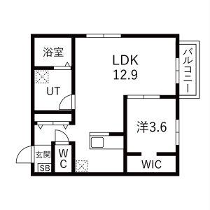 ユニオーネ豊田本町(1LDK/1階)の間取り写真