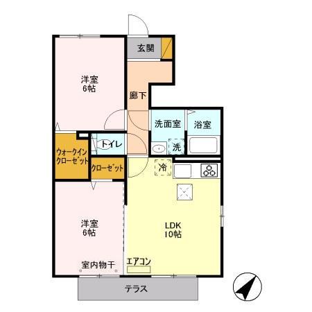 ラ・レアール・パス(2LDK/1階)の間取り写真