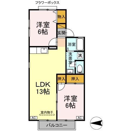 ソフィアコーポ(2LDK/2階)の間取り写真