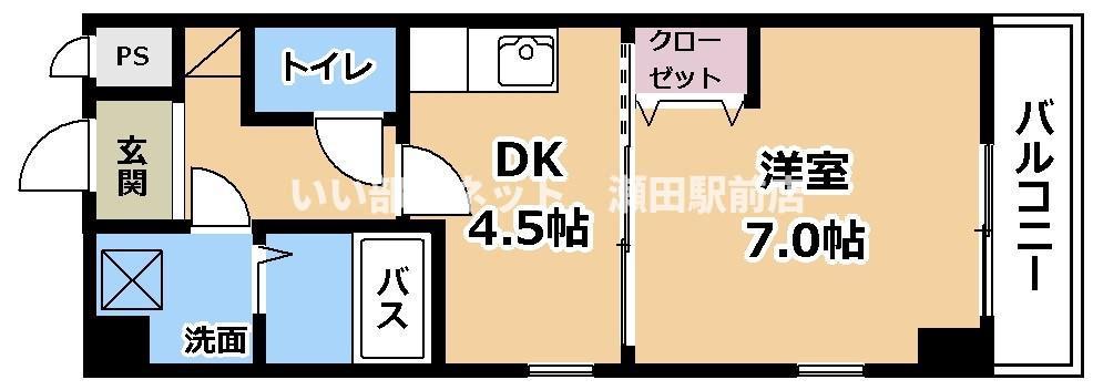 ドーミトゥリィ南草津(1DK/7階)の間取り写真