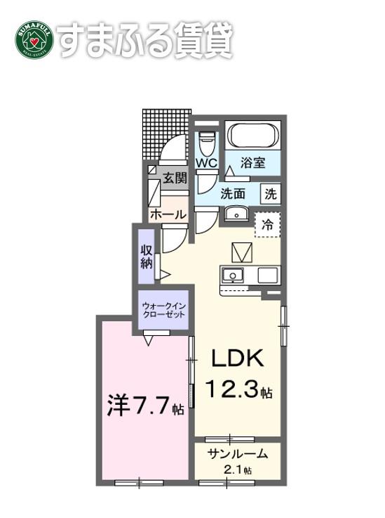 ポリミエール(1LDK/1階)の間取り写真