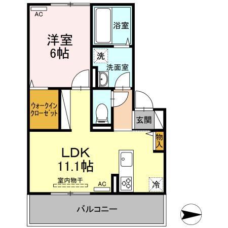 ブルー ビー ガーデン(1LDK/2階)の間取り写真