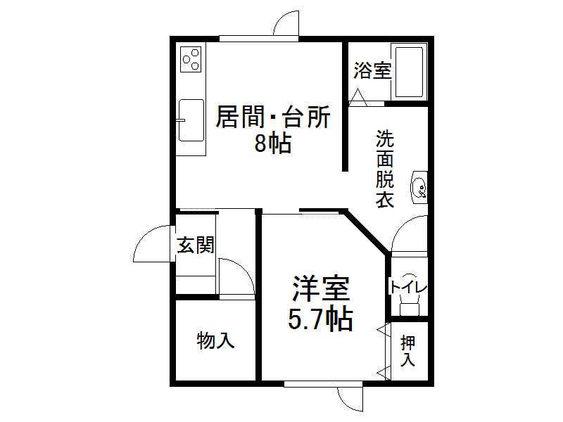 ハイツおがわ(1DK/1階)の間取り写真