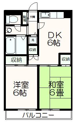 サンハイムタチバナC(2DK/4階)の間取り写真