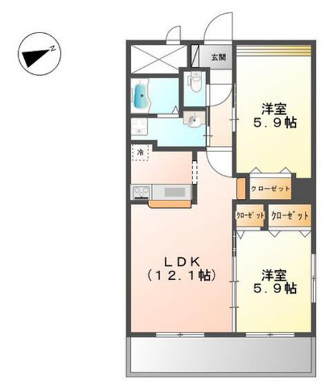 アヴァンス(2LDK/2階)の間取り写真