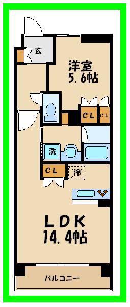 アンビエンテ経堂(1LDK/4階)の間取り写真