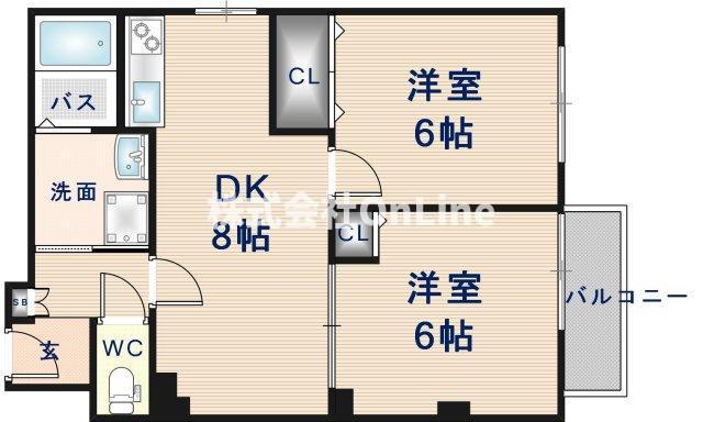 ハイム グランシャリオ(2DK/2階)の間取り写真