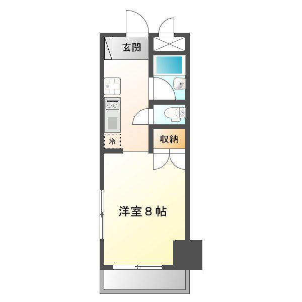 ヴァンヴェール名古屋(1K/4階)の間取り写真