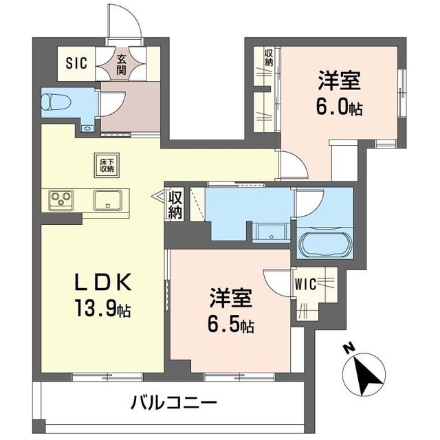 ウィステリアガーデン(2LDK/1階)の間取り写真
