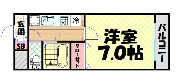 プロスパーK(1K/5階)の間取り写真