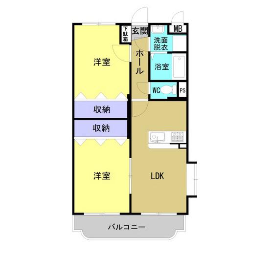 シャンドフルール(2LDK/2階)の間取り写真