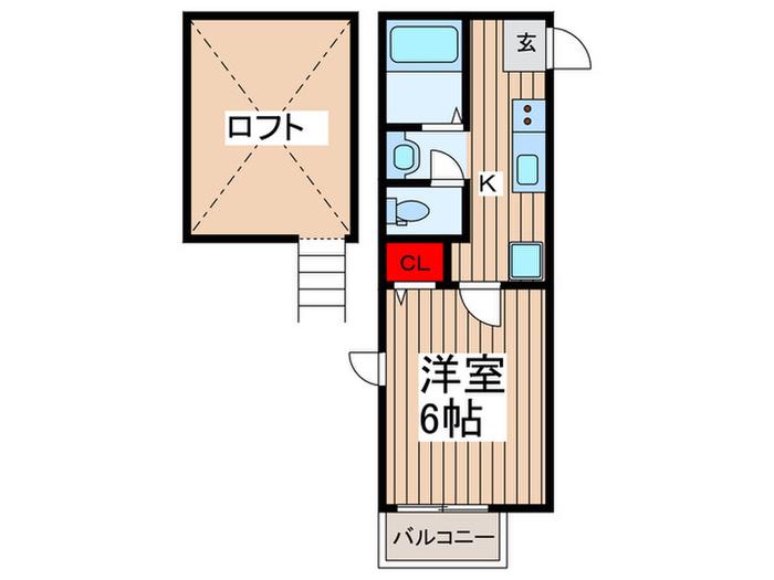 クオーレ朝霞(1K/3階)の間取り写真