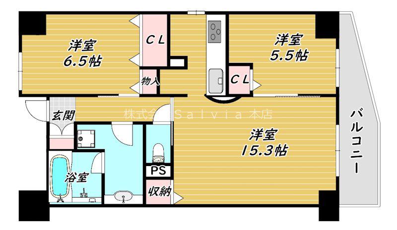 グランドポー(2LDK/2階)の間取り写真