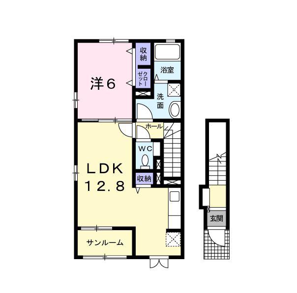 チェリブラッサム(1LDK/2階)の間取り写真