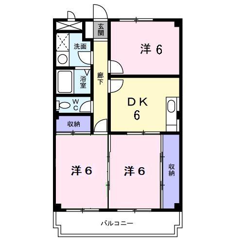 パークヒルズ金橋(3DK/2階)の間取り写真
