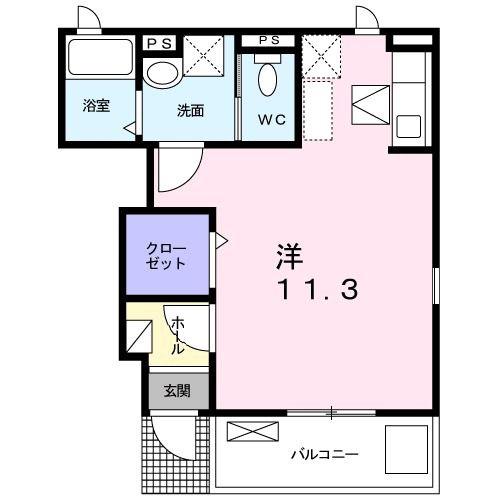 S・K・Y南小泉(ワンルーム/1階)の間取り写真
