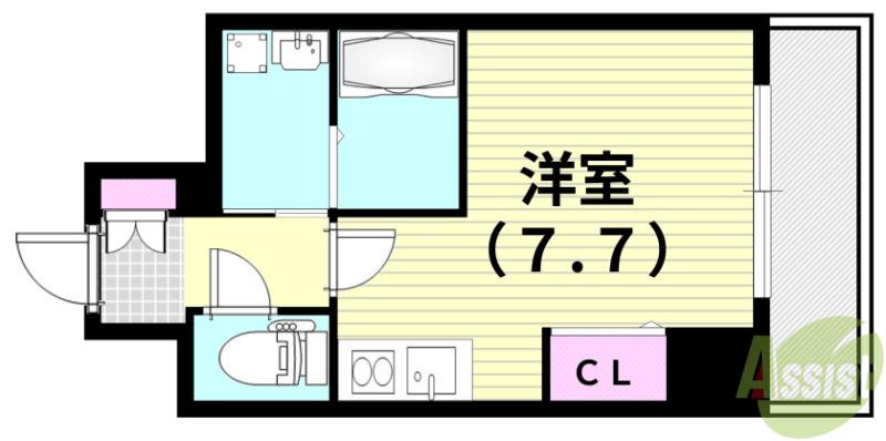 ONLYONEキセラ(ワンルーム/9階)の間取り写真