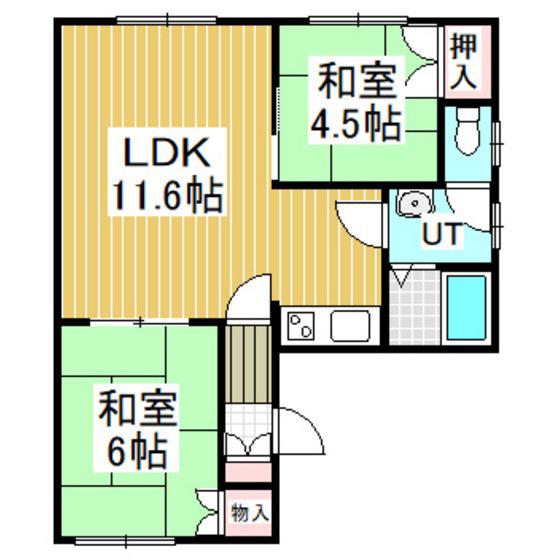 ライフシャトー1(2LDK/2階)の間取り写真