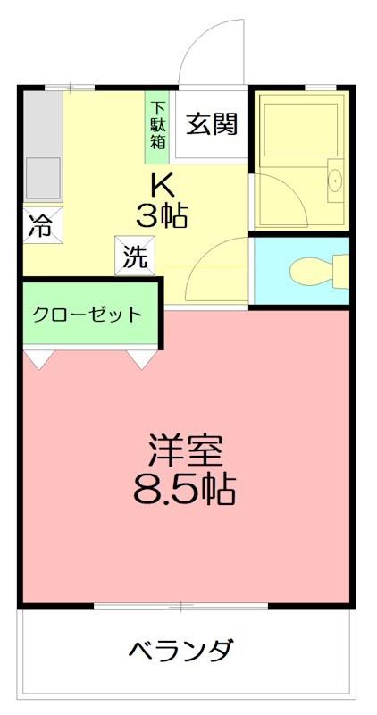 エスポワール平井(1K/2階)の間取り写真