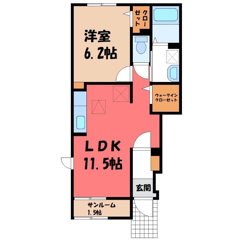 ラルジュ・コリーヌ(1LDK/1階)の間取り写真
