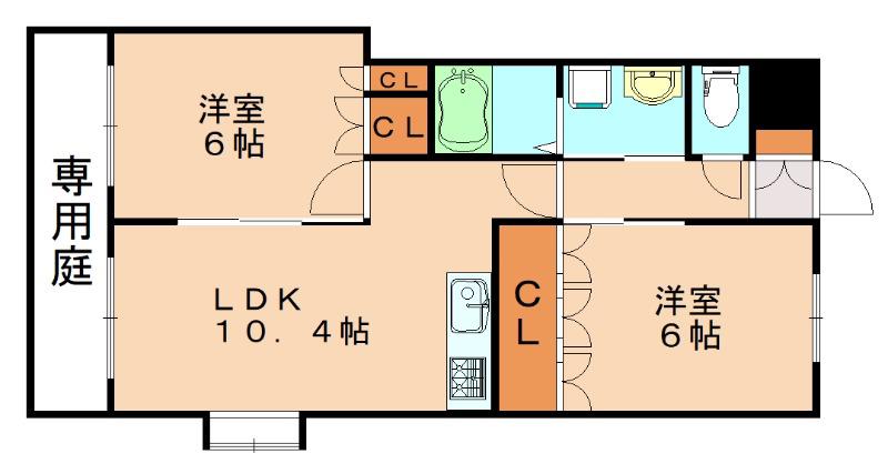 エトワールグランデ(2LDK/1階)の間取り写真