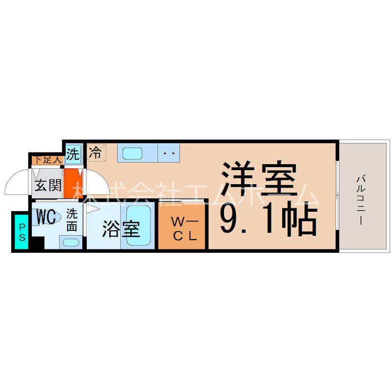KDX千早レジデンス(ワンルーム/2階)の間取り写真