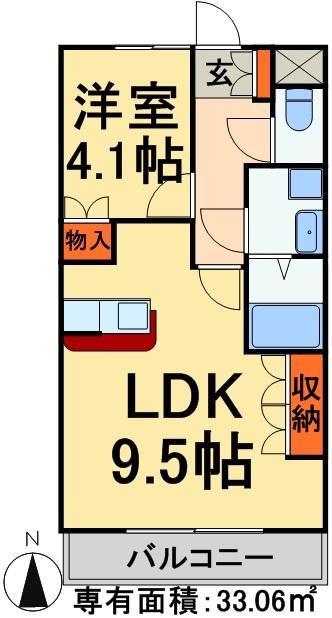 グランディール・サワー(1LDK/2階)の間取り写真