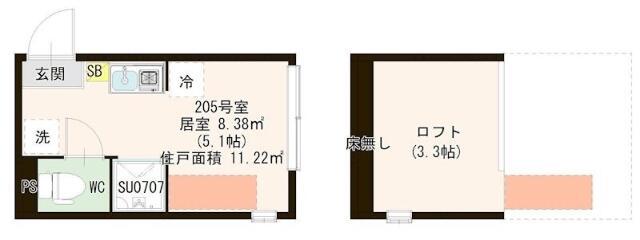 ハーモニーテラス平井IX(ワンルーム/2階)の間取り写真
