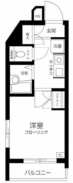 スカイコート神楽坂第2(1K/2階)の間取り写真