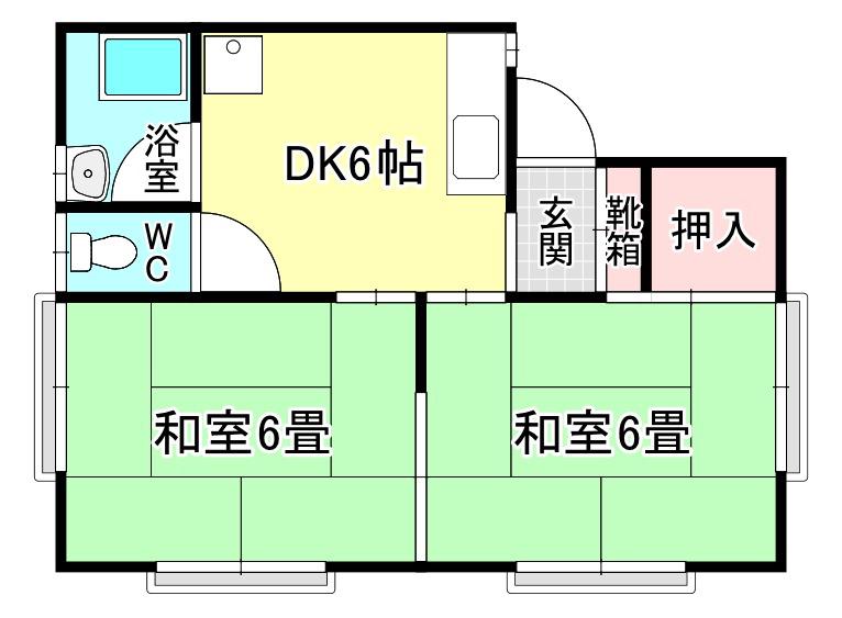 箕面ハニーハイツ(2DK/2階)の間取り写真