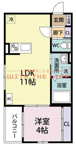 LE COCON江戸屋敷(1LDK/2階)の間取り写真