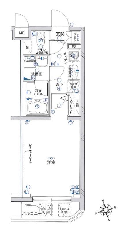 グリフィン向ヶ丘遊園(1K/5階)の間取り写真