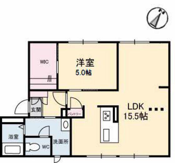 ポワブリエール岡(1LDK/1階)の間取り写真