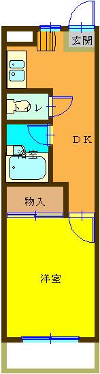 サンライズ(1DK/3階)の間取り写真