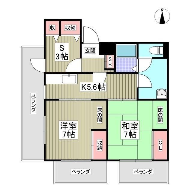 URBAN TERRACE亀有(2SK/7階)の間取り写真