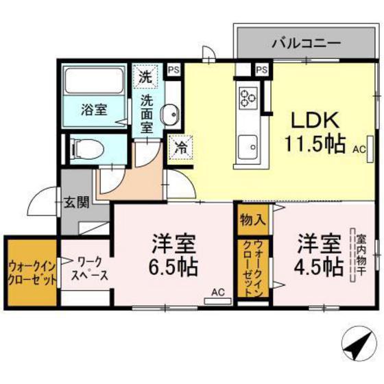 カーサヒサカ(2LDK/2階)の間取り写真