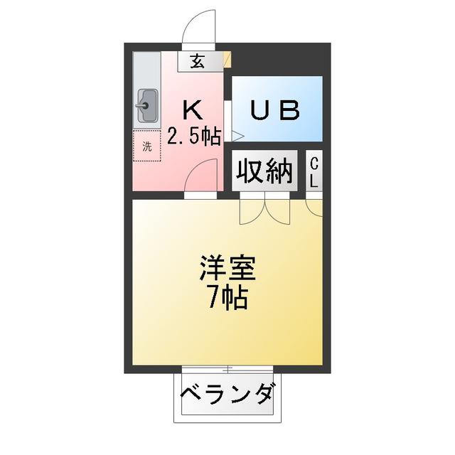 ハイツエンゼル(1K/2階)の間取り写真