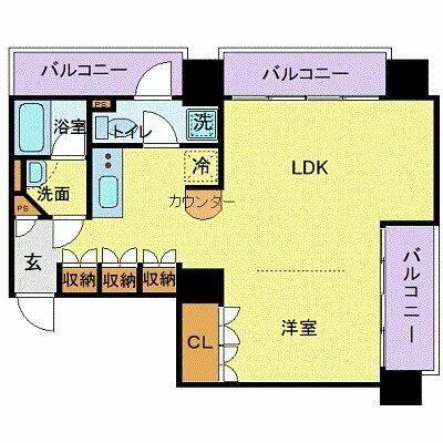 フロリス オーランティウム3(1LDK/8階)の間取り写真