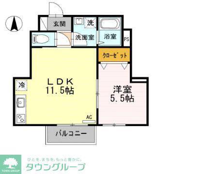 グレイスコート(1LDK/1階)の間取り写真