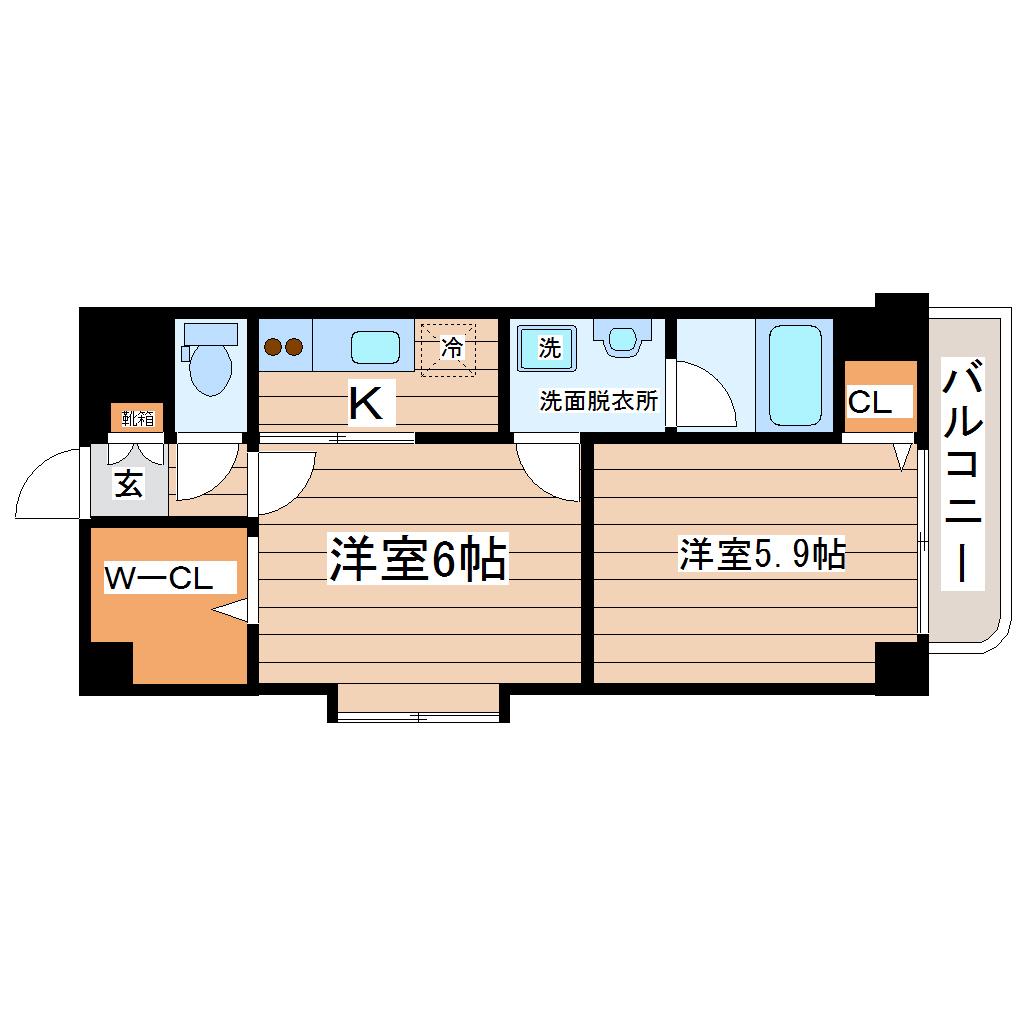 カーム ストリーム(2K/3階)の間取り写真