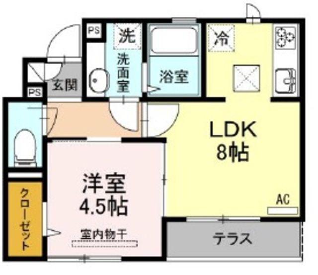 MINETTEII(1LDK/1階)の間取り写真