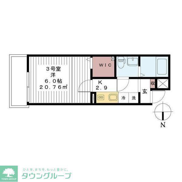 AJ六町(1K/1階)の間取り写真