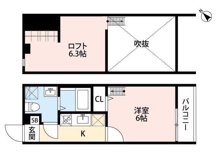 SIZZLE 01(1K/2階)の間取り写真