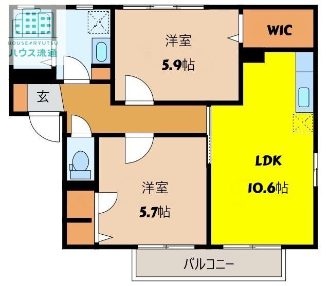 ビューハイムC(2LDK/2階)の間取り写真