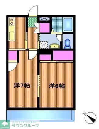 杉崎コーポラス(2K/2階)の間取り写真