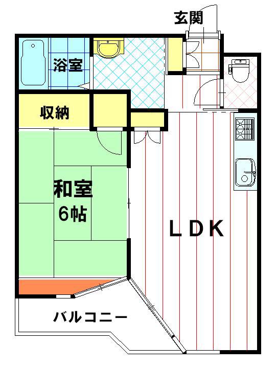 グランドハイツ石堂(1LDK/7階)の間取り写真