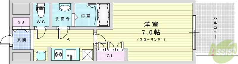 コンフォリア江坂江の木町Q(1K/4階)の間取り写真