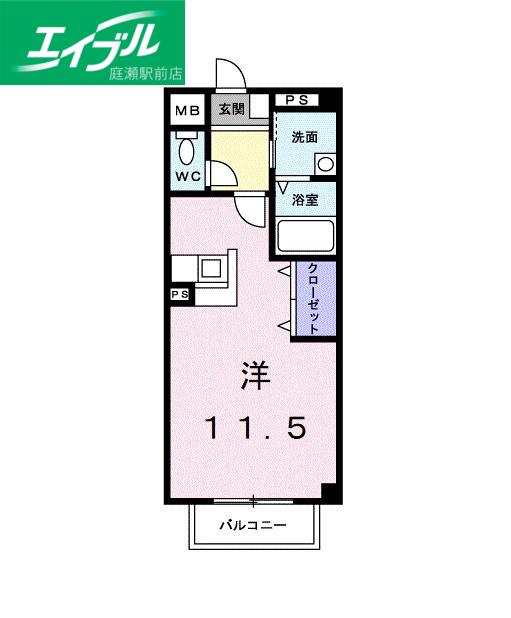 マーベラスK1A(1K/1階)の間取り写真